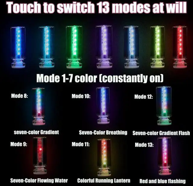 Alt view image 2 of 7 - 13 in 1 Car USB Night Light, Touch Adjustment Interior Car Lights, Portable Mini Glass Bottle LED Bulb Night Lights for Car, Camping, Party, Holiday Decoration, Bedroom, Desktop