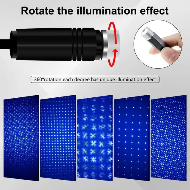 Alt view image 3 of 7 - USB Star Projector Night Light, Portable Adjustable Romantic Interior Roof Lights Star Lamp Projector Decorations for Car, Ceiling, Bedroom (Violet Blue)
