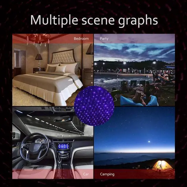 Alt view image 6 of 7 - USB Star Projector Night Light, Portable Adjustable Romantic Interior Roof Lights Star Lamp Projector Decorations for Car, Ceiling, Bedroom (Violet Blue)