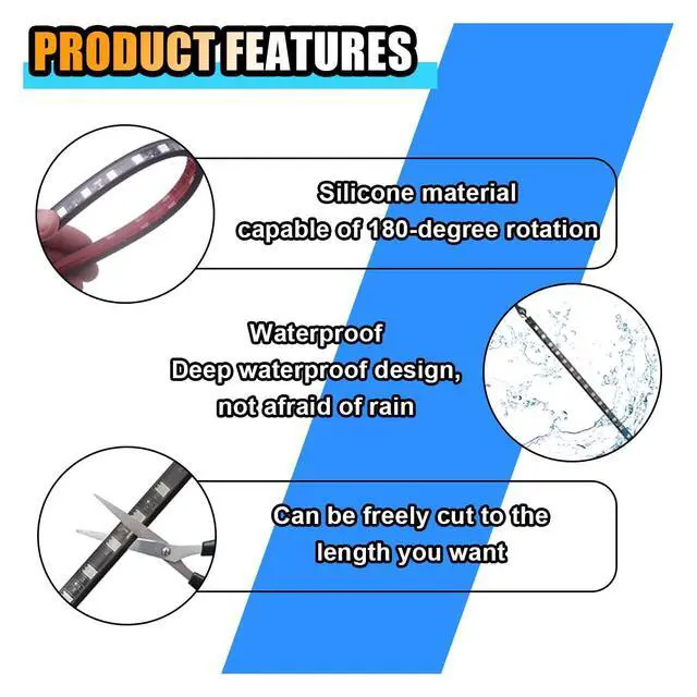 Alt view image 4 of 6 - Universal Car LED Strip Light, USB Port Auto Interior Decorative Lamp, 12V Under Dash Ambient Night Light, 24 LEDs RGB Neon Interior Atmosphere Lights, LED Ambient Lights for Car SUV (Red, USB)