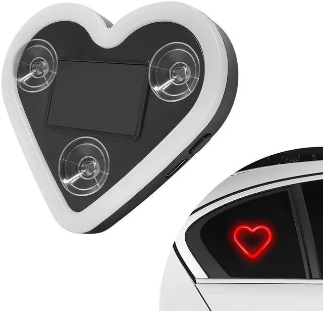 Main image of Heart-Shaped Car LED Ambient Light, Solar-Powered Love Heart Lamp Vehicle C-Pillar Atmosphere Light, Vibration-Sensing Triangle Window Lights Car Interior Decoration (Red)
