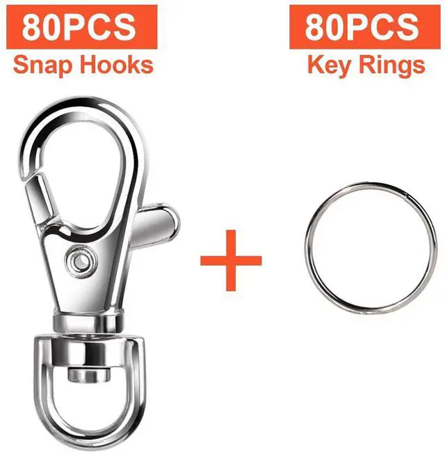 Alt view image 2 of 7 - 160PCS Lobster Claw Clasps and Key Rings, Keychain Making Kit, 80PCS Keychain Clips and 80PCS Key Chain Rings, Key Chain Making Kit for Crafts, Keychains, Jewelry