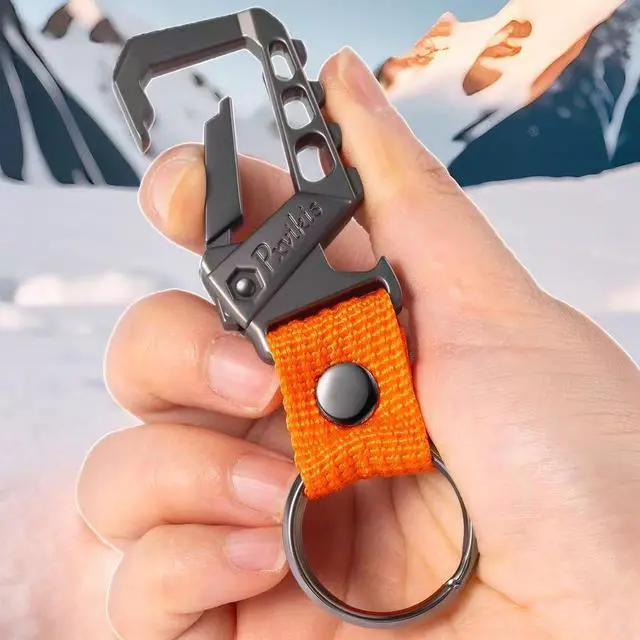 Alt view image 4 of 6 - Carabiner clip Keychain metal heavy duty key chain bottle opener holder car key fob belt ring unisex for men and women.Orange