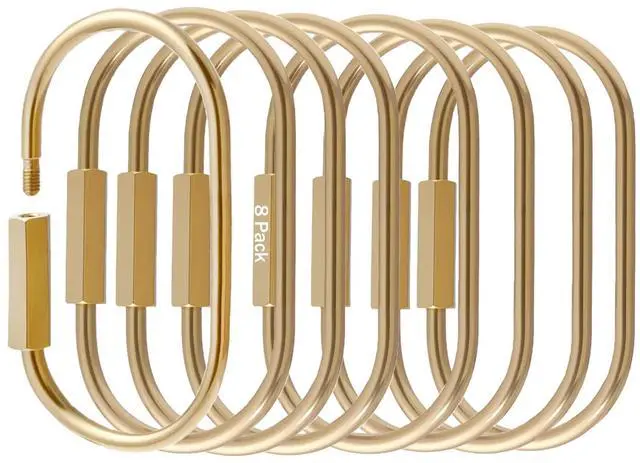 Main image of Locking Carabiner Key Rings for Keys,Gold Carabiner Keychain Clip,Screw Lock Keychain Organizer, Purse Bag Charms,Brass