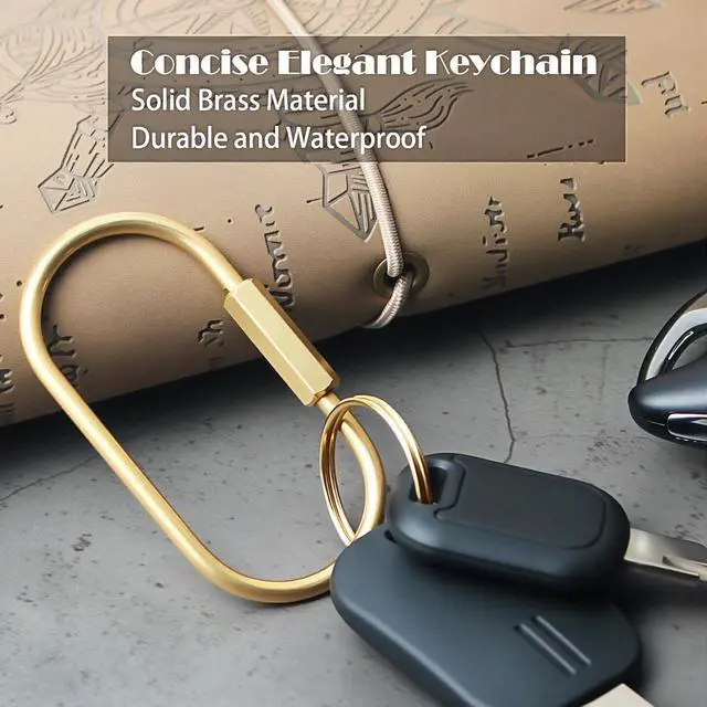 Alt view image 2 of 7 - Locking Carabiner Key Rings for Keys,Gold Carabiner Keychain Clip,Screw Lock Keychain Organizer, Purse Bag Charms,Brass