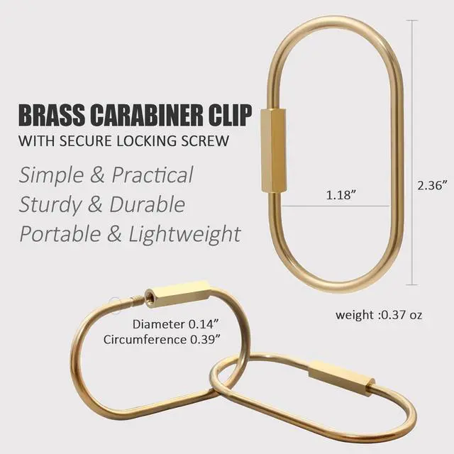 Alt view image 4 of 7 - Locking Carabiner Key Rings for Keys,Gold Carabiner Keychain Clip,Screw Lock Keychain Organizer, Purse Bag Charms,Brass