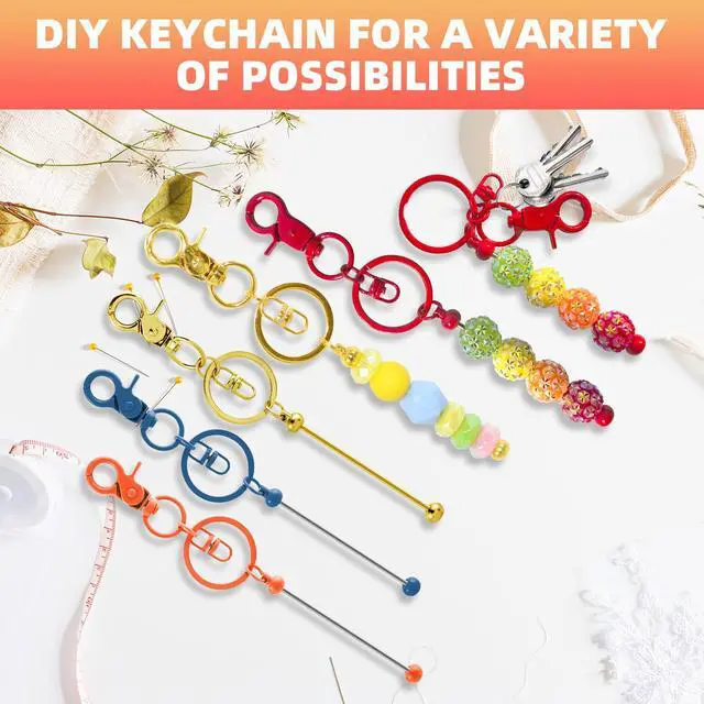Alt view image 5 of 7 - 24 Pcs Beadable Keychains Bars bulk - 12 Colorful DIY Metal Beaded Keychain Making Kit + 12 Bags Included, Bead Keychain Supplies,Blank Key Chain, Perfect for Women, Men, Mother's Day, Birthday Gift