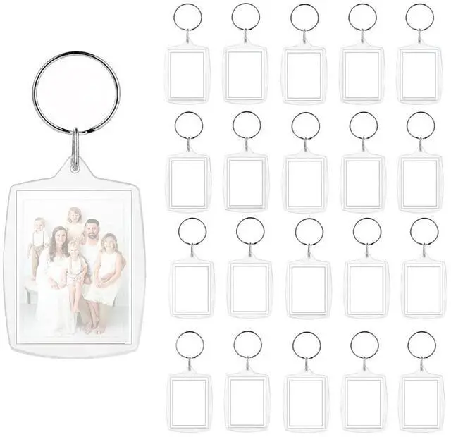 Main image of 20Pcs Acrylic picture Keychain Blanks Photo Keychain Clear in Photo Keychain Acrylic Picture Frame Keyrings (Rectangle)