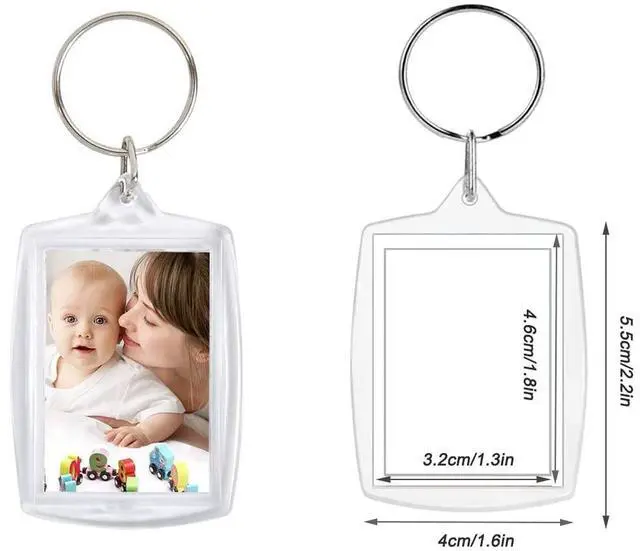 Alt view image 2 of 6 - 20Pcs Acrylic picture Keychain Blanks Photo Keychain Clear in Photo Keychain Acrylic Picture Frame Keyrings (Rectangle)