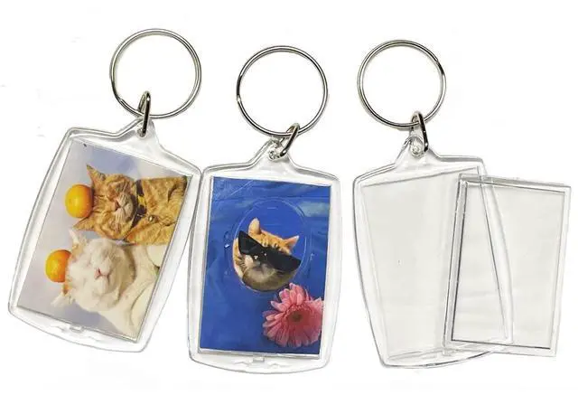 Alt view image 3 of 6 - 20Pcs Acrylic picture Keychain Blanks Photo Keychain Clear in Photo Keychain Acrylic Picture Frame Keyrings (Rectangle)