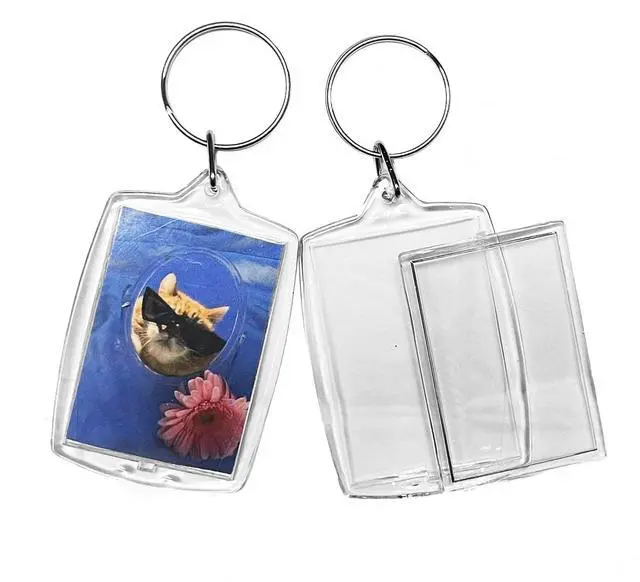 Alt view image 4 of 6 - 20Pcs Acrylic picture Keychain Blanks Photo Keychain Clear in Photo Keychain Acrylic Picture Frame Keyrings (Rectangle)