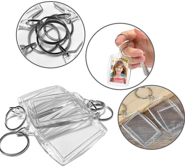 Alt view image 5 of 6 - 20Pcs Acrylic picture Keychain Blanks Photo Keychain Clear in Photo Keychain Acrylic Picture Frame Keyrings (Rectangle)