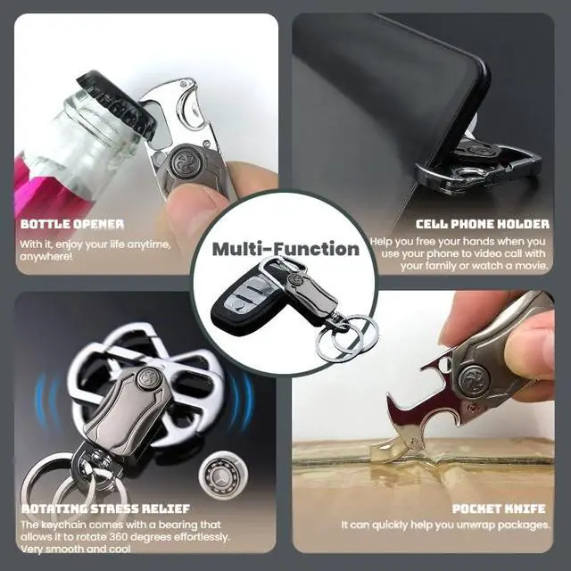 Alt view image 3 of 7 - key chain,keychain clip,Universal Key Fob Keychain Holder for Men and Women,360 Degree Rotatable,Bottle Opener,Carabiner Car Key Chains.