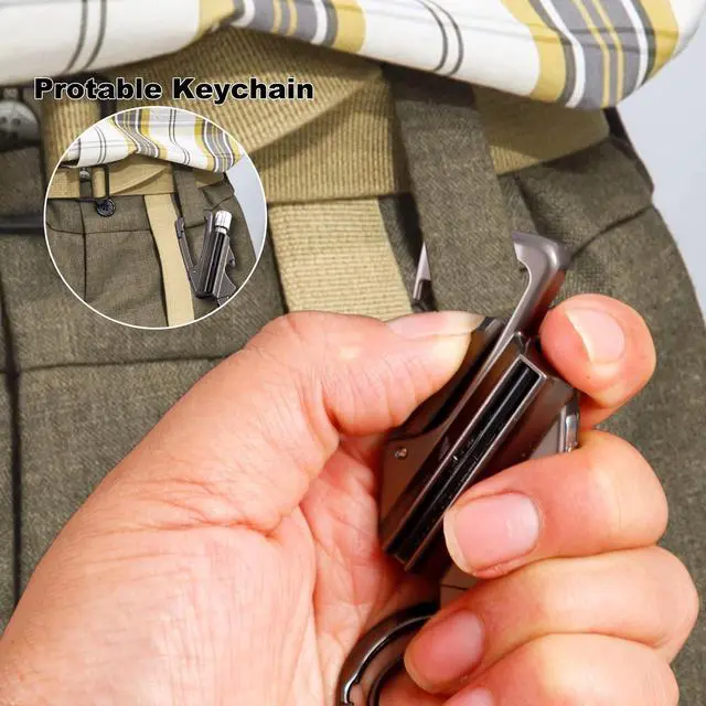 Alt view image 3 of 7 - Keychain Lighter 2 Pack Metal Match Kerosene Lighter Reusable Waterproof Windproof Permanent Strike Anywhere with Multitool Bottle Opener, for Outdoor Survival Gift for Men(Black)