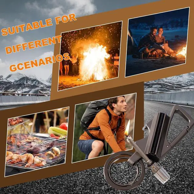 Alt view image 5 of 7 - Keychain Lighter 2 Pack Metal Match Kerosene Lighter Reusable Waterproof Windproof Permanent Strike Anywhere with Multitool Bottle Opener, for Outdoor Survival Gift for Men(Black)