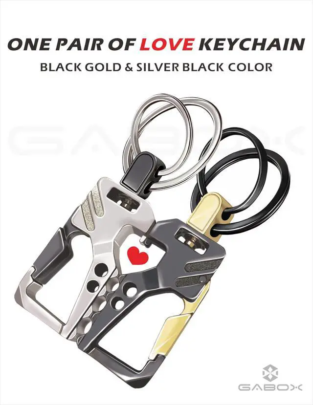Alt view image 2 of 6 - 2Pcs Keychain EDC Keyring Bottle Opener Auto Car Key Holder Tactical Carabiner Key Chain Clip Llaveros Porte-Clés