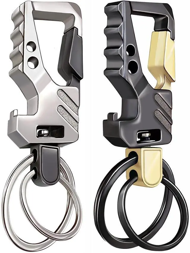 Main image of 2Pcs Keychain EDC Keyring Bottle Opener Auto Car Key Holder Tactical Carabiner Key Chain Clip Llaveros Porte-Clés