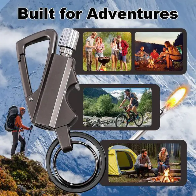 Alt view image 2 of 6 - 2 Pack Permanent Match Infinity Lighter with Multitool Keychain Bottle Opener, Reusable Waterproof Match Strike Anywhere, Forever for Outdoor Survival, for Men Women