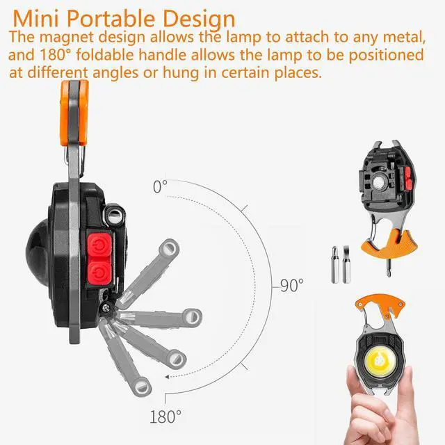 Alt view image 6 of 6 - Multifunctional Keychain Flashlights, LED Rechargeable Flashlights with Life-Saving Whistles, Screwdriver Bottle, Opener, Multiple Light Mode Portable Pocket Light for Outoor Hiking