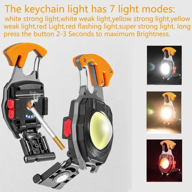Alt view image 2 of 6 - Multifunctional Keychain Flashlights, LED Rechargeable Flashlights with Life-Saving Whistles, Screwdriver Bottle, Opener, Multiple Light Mode Portable Pocket Light for Outoor Hiking