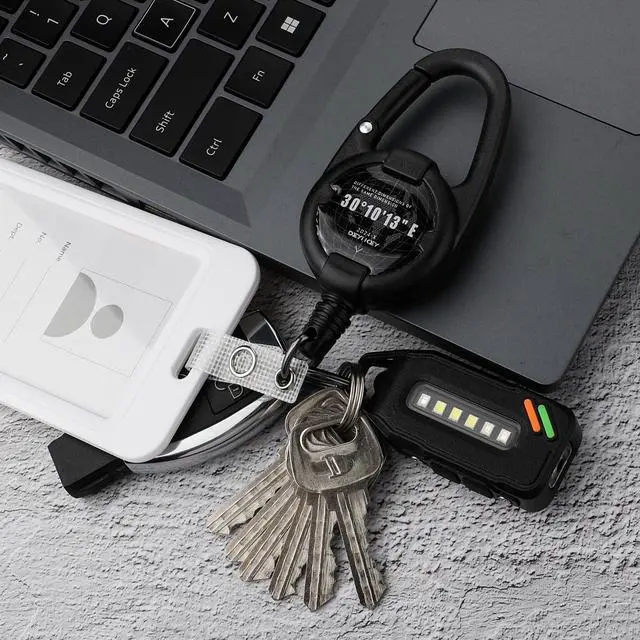 Alt view image 7 of 7 - Retractable Keychain, Heavy Duty Carabiner Badge Holder, Tactical ID Badge Reel with 32 Steel Retractable Cord, 10 OZ with Badge Strap and Key Ring (Black, 2 Pack)