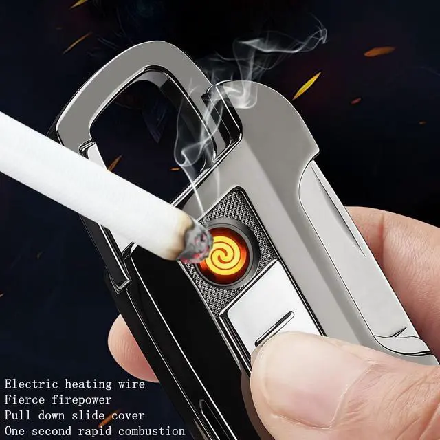 Alt view image 6 of 7 - Multi-functional Keychain with Practical Features - Cigarette Lighter, LED Flashlight, Nail File, Knife, Wine Bottle Opener & Flathead ScrewdriverSuitable for cars, offices, and can be gifts (Black)