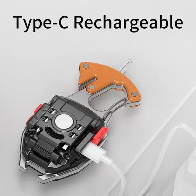Alt view image 4 of 6 - COB Keychain Work Light Keychain Flashlights, 7 Lighting Modes, 1600 Lumens, COB Rechargeable Multi-Function Work Light with Electric Lighter, Seat Belt Cutter, Screwdriver, Whistle