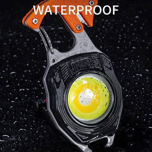 Alt view image 6 of 6 - COB Keychain Work Light Keychain Flashlights, 7 Lighting Modes, 1600 Lumens, COB Rechargeable Multi-Function Work Light with Electric Lighter, Seat Belt Cutter, Screwdriver, Whistle