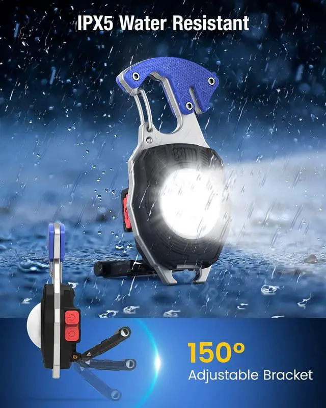 Alt view image 5 of 7 - Keychain Work Light, 7 Modes Mini Rechargeable Torch, IPX5, 800 Lumens COB Keychain Flashlight, Multifunctional Portable Light with Whistle for Outdoor Camping Emergency Lighting