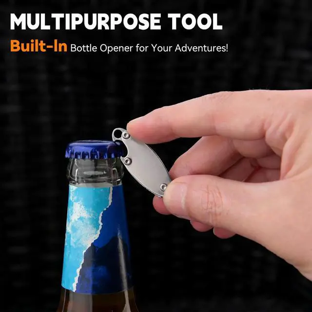 Alt view image 3 of 7 - 2-Pack Olive-Shaped Stainless Steel Folding Knives Compact, Multi-Functional EDC Tool with Bottle Opener, Keychain Attachment, and Sharp 7Cr Steel Blade (1.65" Closed, 0.35 oz)