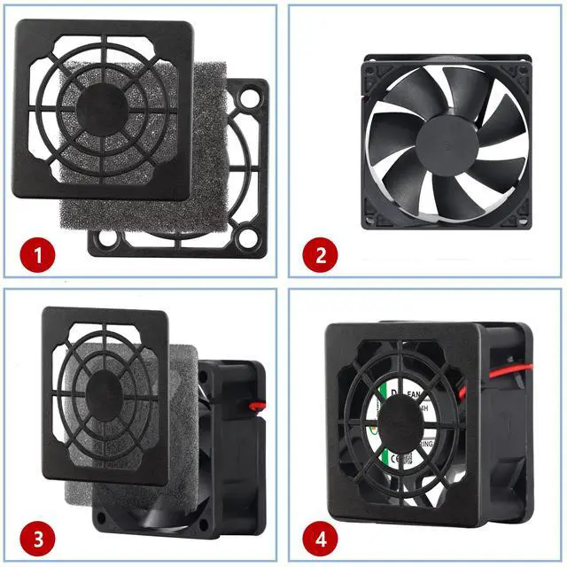 Alt view image 4 of 5 - 4 Pcs 50mm Black Square Plastic Cooling Fan Filter Cover, Dust Screen for Filter Fan Chassis, for PC Computer Case, Server Case, Mesh Design for Effective Dust Protection