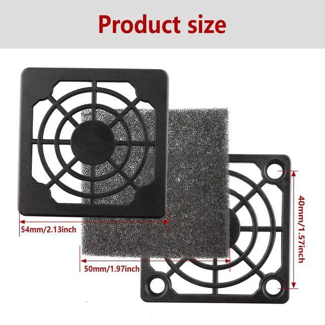 Alt view image 3 of 5 - 4 Pcs 50mm Black Square Plastic Cooling Fan Filter Cover, Dust Screen for Filter Fan Chassis, for PC Computer Case, Server Case, Mesh Design for Effective Dust Protection