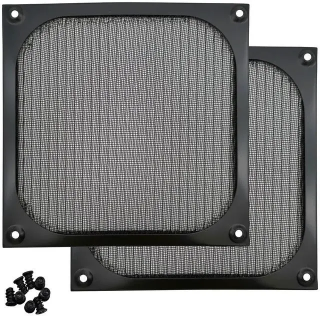 Main image of 140mm Desktop Computer Case Fan Dust Filter Grills Dustproof Case Cover with Screws, Aluminum Frame Ultra Fine Stainelss Steel Mesh, Black Color - 2 Pack
