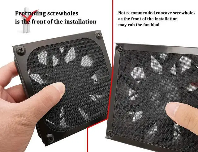 Alt view image 5 of 6 - 140mm Desktop Computer Case Fan Dust Filter Grills Dustproof Case Cover with Screws, Aluminum Frame Ultra Fine Stainelss Steel Mesh, Black Color - 2 Pack