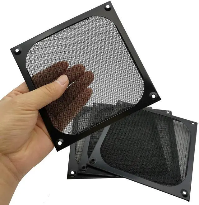 Alt view image 4 of 6 - 140mm Desktop Computer Case Fan Dust Filter Grills Dustproof Case Cover with Screws, Aluminum Frame Ultra Fine Stainelss Steel Mesh, Black Color - 2 Pack