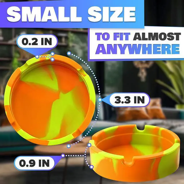 Alt view image 2 of 7 - 3 Pcs Silicone Ashtray Outdoor Lightweight Heat-Resistant Ash Tray Outdoors 3.3" x 0.9" Easy to Clean, Round Multicolor Small Ashtray for Patio, Home, Travel, Office and Outdoor Table Organization