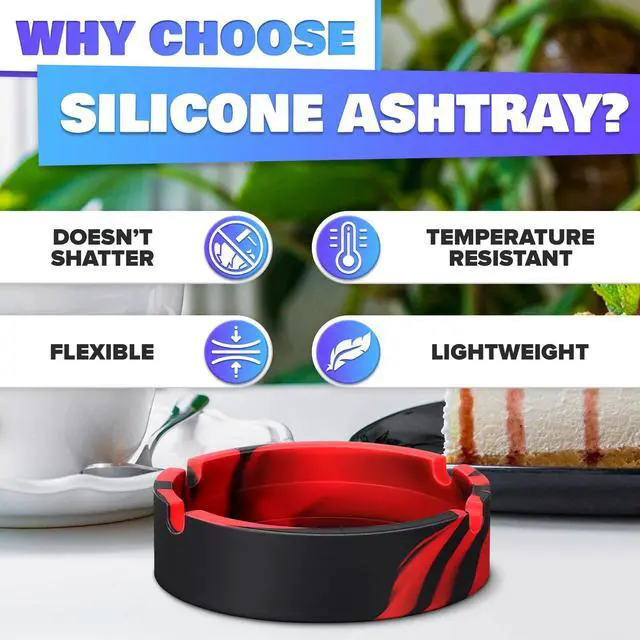 Alt view image 3 of 7 - 3 Pcs Silicone Ashtray Outdoor Lightweight Heat-Resistant Ash Tray Outdoors 3.3" x 0.9" Easy to Clean, Round Multicolor Small Ashtray for Patio, Home, Travel, Office and Outdoor Table Organization