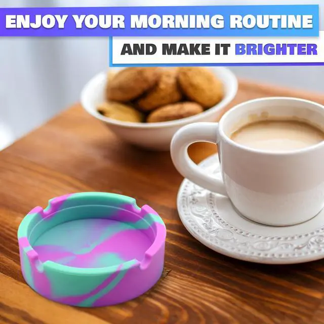 Alt view image 5 of 7 - 3 Pcs Silicone Ashtray Outdoor Lightweight Heat-Resistant Ash Tray Outdoors 3.3" x 0.9" Easy to Clean, Round Multicolor Small Ashtray for Patio, Home, Travel, Office and Outdoor Table Organization