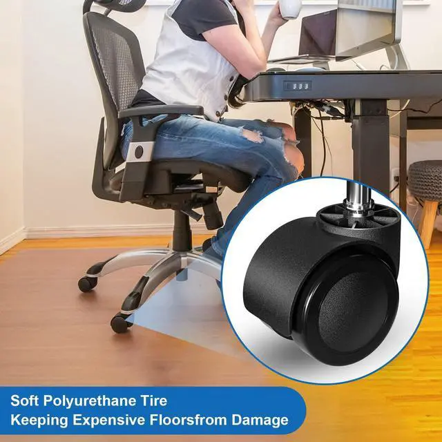 Alt view image 5 of 7 - Office Chair Wheels Replacement, 5 Pcs 2 Inch Office Chair Casters Heavy Duty, Computer Desk Chair Wheel Safe Mute Rotating Rubber Wheels for Wood Floors and Carpet, Universal Size Fits 99% by Aisuly
