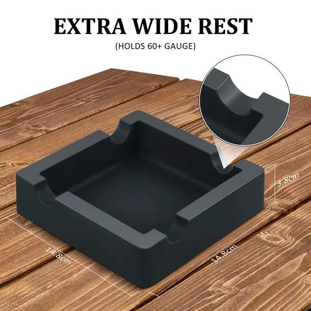 Alt view image 3 of 7 - Cigar Ashtray,Silicone Outdoor Ashtray for Outside Patio Indoor,Large Cigar Rests Ash tray Outdoors,Unbreakable/Non-slip/Burn-resistant Ashtrays(Black)