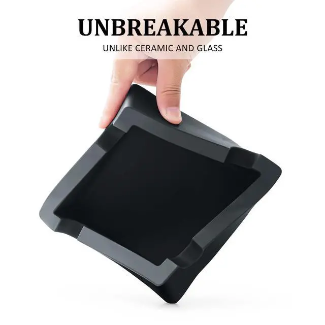 Alt view image 5 of 7 - Cigar Ashtray,Silicone Outdoor Ashtray for Outside Patio Indoor,Large Cigar Rests Ash tray Outdoors,Unbreakable/Non-slip/Burn-resistant Ashtrays(Black)