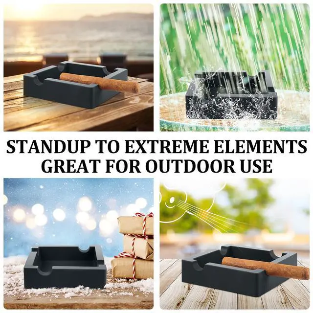 Alt view image 7 of 7 - Cigar Ashtray,Silicone Outdoor Ashtray for Outside Patio Indoor,Large Cigar Rests Ash tray Outdoors,Unbreakable/Non-slip/Burn-resistant Ashtrays(Black)