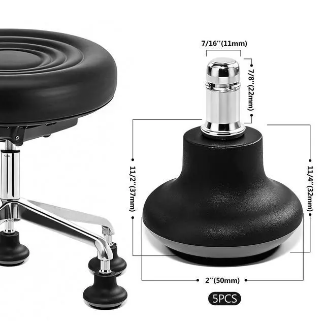 Alt view image 2 of 7 - 5-Pack Chair Wheel Stoppers - Convert Swivel Casters to Fixed Non-Rolling Casters with Self-Adhesive Felt Pads for Carpet & Hard Floor Protection - Prevent Chair Movement & Floor Scratches