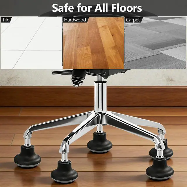 Alt view image 3 of 7 - 5-Pack Chair Wheel Stoppers - Convert Swivel Casters to Fixed Non-Rolling Casters with Self-Adhesive Felt Pads for Carpet & Hard Floor Protection - Prevent Chair Movement & Floor Scratches