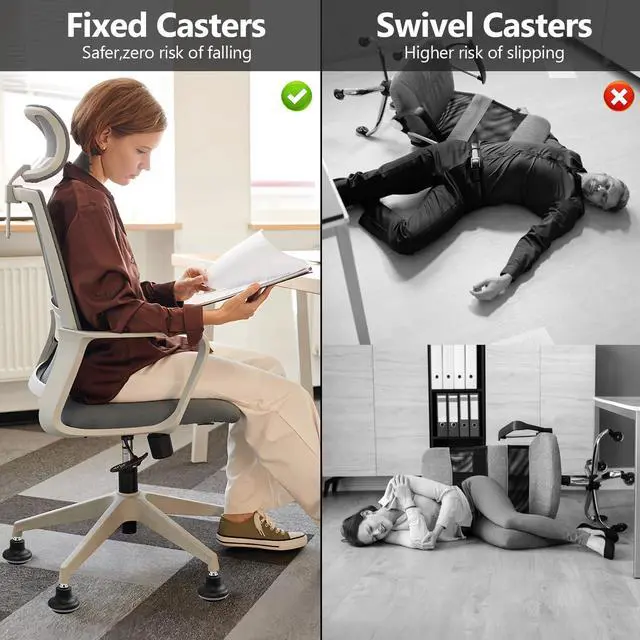 Alt view image 6 of 7 - 5-Pack Chair Wheel Stoppers - Convert Swivel Casters to Fixed Non-Rolling Casters with Self-Adhesive Felt Pads for Carpet & Hard Floor Protection - Prevent Chair Movement & Floor Scratches