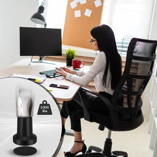 Alt view image 5 of 7 - 5 Pieces Bell Glides Replacement Office Chair Wheels Stopper Office Chair Swivel Caster Wheels Stool Bell Glides with Separate Self Adhesive Pads (High Profile)