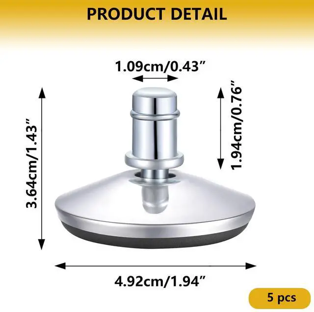 Alt view image 2 of 7 - Premium 5pcs Low Profile Office Chair Bell Glides - 2" Replacement Swivel Caster Wheels to Fixed Stationary Castors, Adjustable Stool Feet