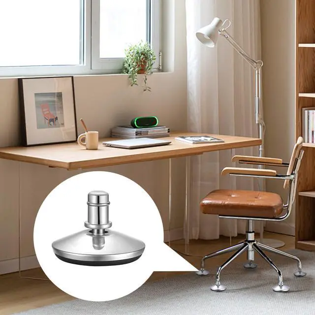 Alt view image 6 of 7 - Premium 5pcs Low Profile Office Chair Bell Glides - 2" Replacement Swivel Caster Wheels to Fixed Stationary Castors, Adjustable Stool Feet