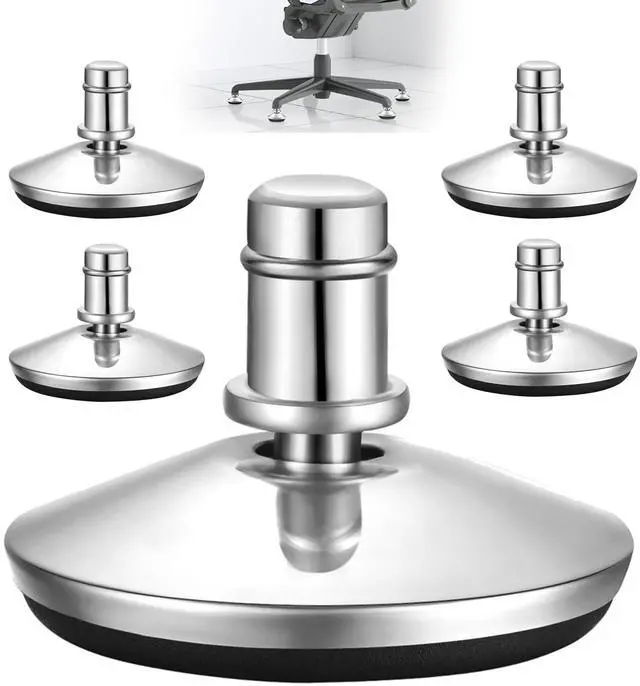 Main image of Premium 5pcs Low Profile Office Chair Bell Glides - 2" Replacement Swivel Caster Wheels to Fixed Stationary Castors, Adjustable Stool Feet