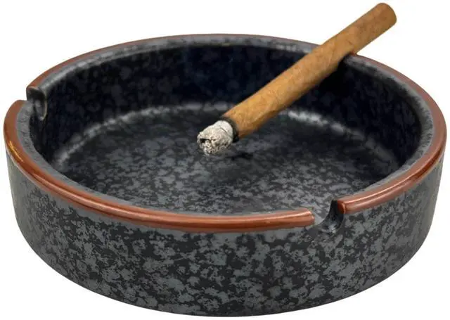 Main image of Ceramic Ashtray Stylish Indoor & Outdoor Cigarette Ashtray for Home, Coffee Bars, and PatiosLava Dazzling Black